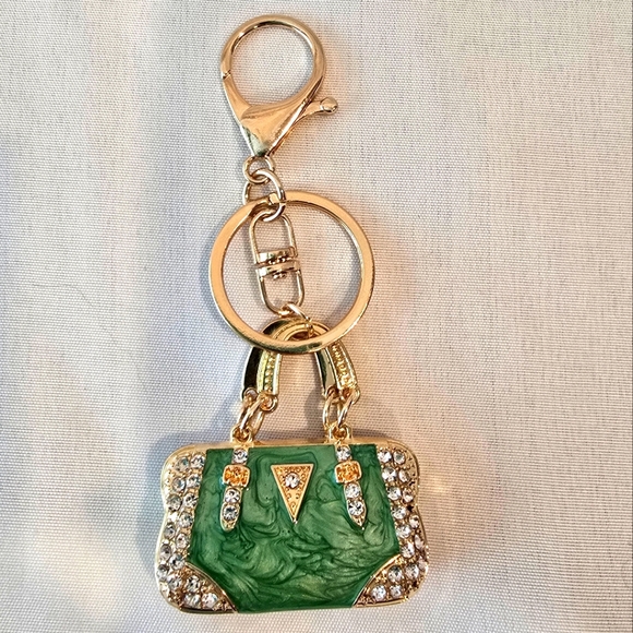 New Green and Gold Handbag Keychain - Picture 1 of 3